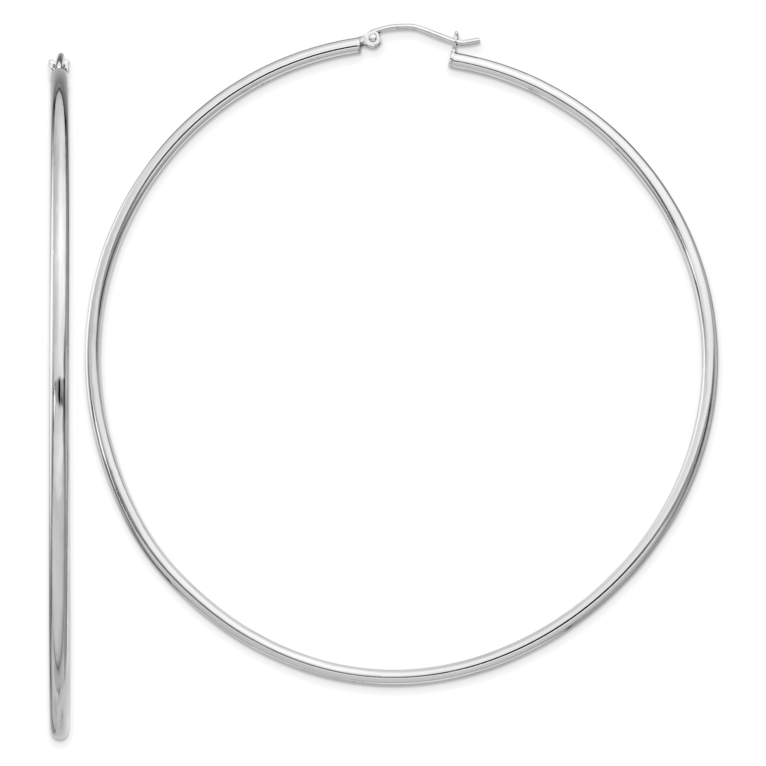 Sterling Silver Rhodium-plated 2mm Round Hoop Earrings Main image