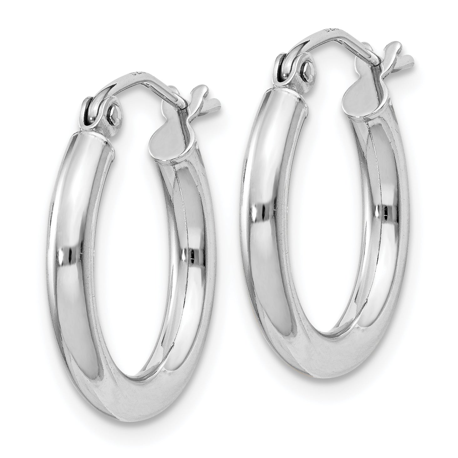 Sterling Silver Rhodium-plated 2.5mm Round Hoop Earrings Secondary image