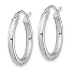 Round Hoop Earrings in Sterling Silver, 2.5mm