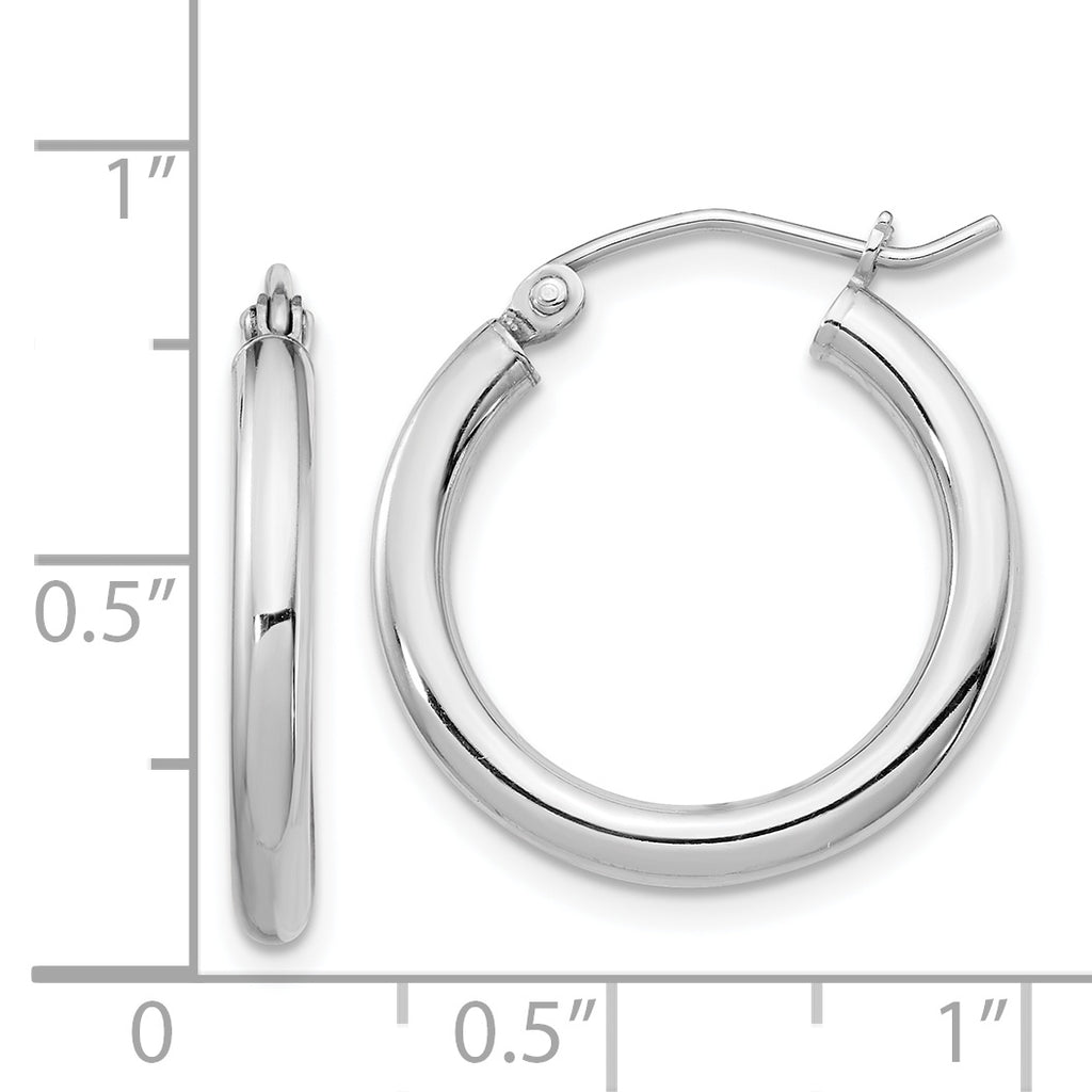 Round Hoop Earrings in Sterling Silver, 2.5mm