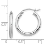 Round Hoop Earrings in Sterling Silver, 2.5mm