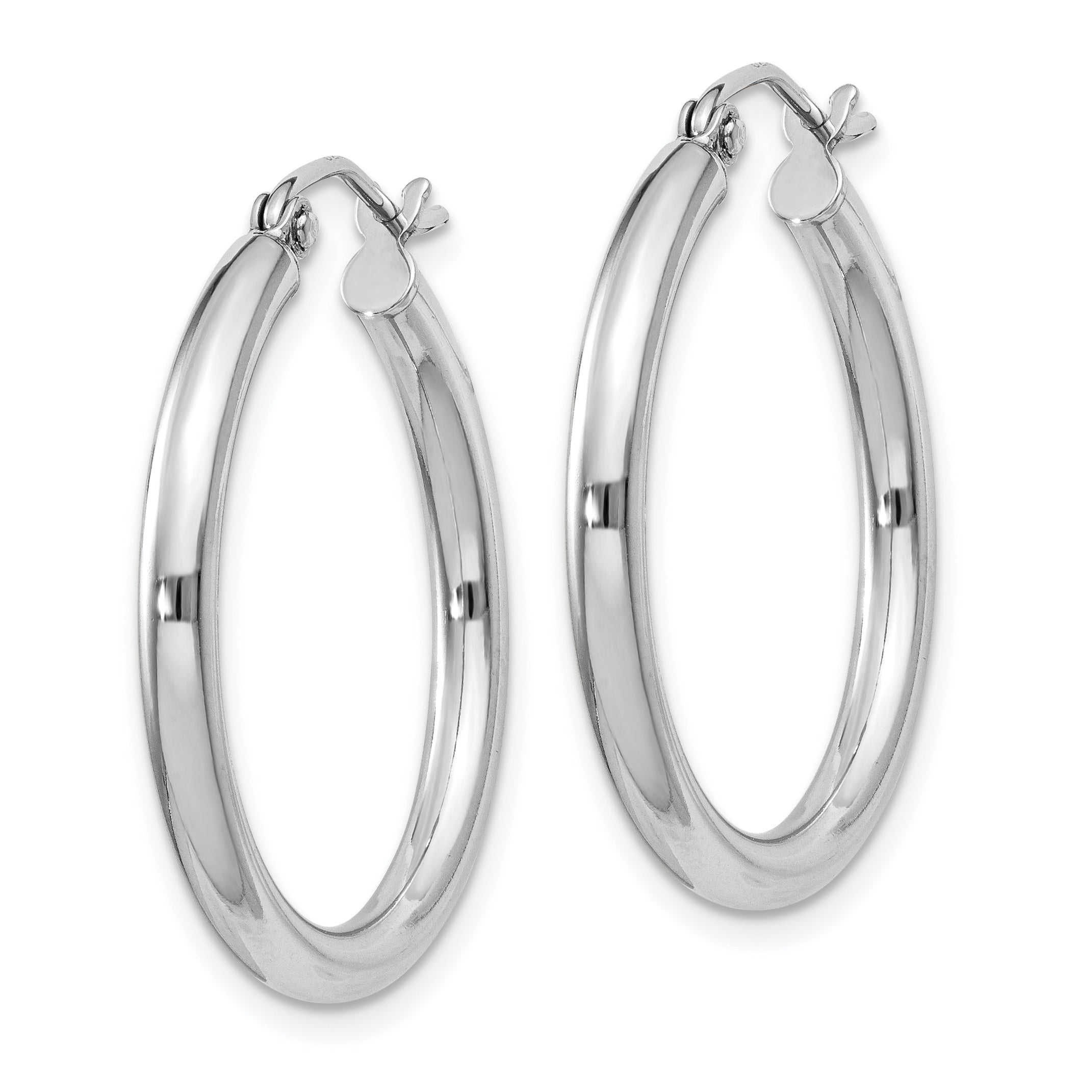 Sterling Silver Rhodium-plated 2.5mm Round Hoop Earrings Secondary image