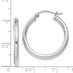 Sterling Silver Rhodium-plated 2.5mm Round Hoop Earrings