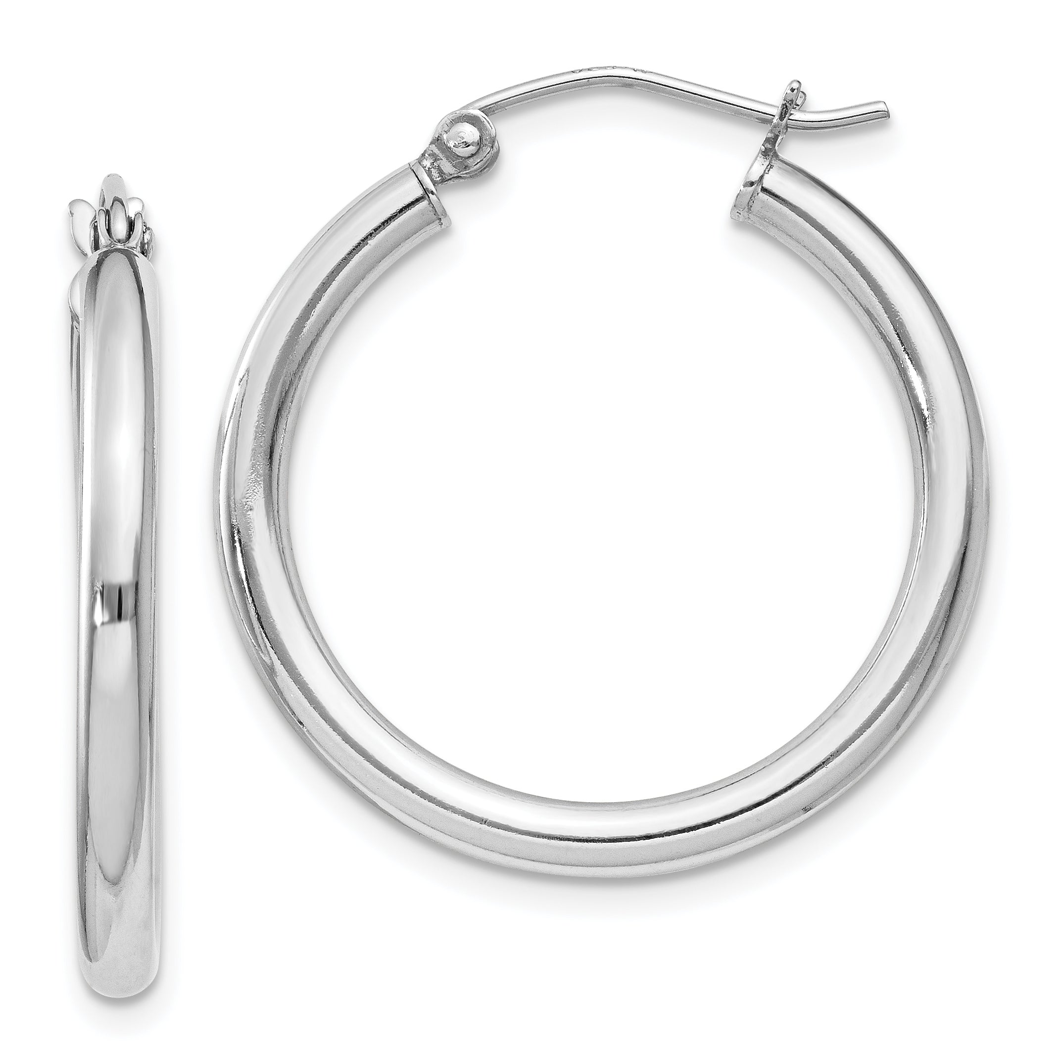 Sterling Silver Rhodium-plated 2.5mm Round Hoop Earrings Main image