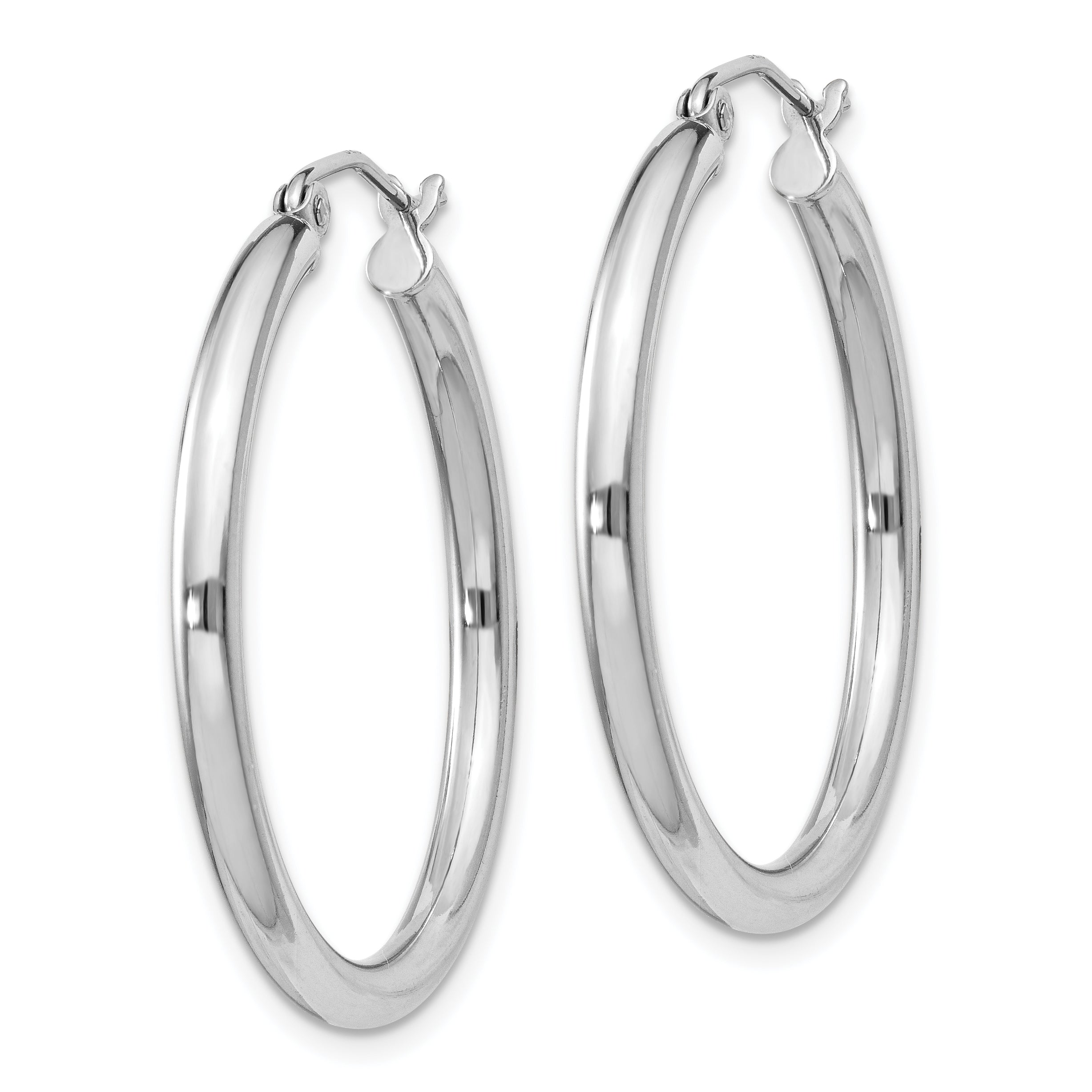 Sterling Silver Rhodium-plated 2.5mm Round Hoop Earrings Secondary image