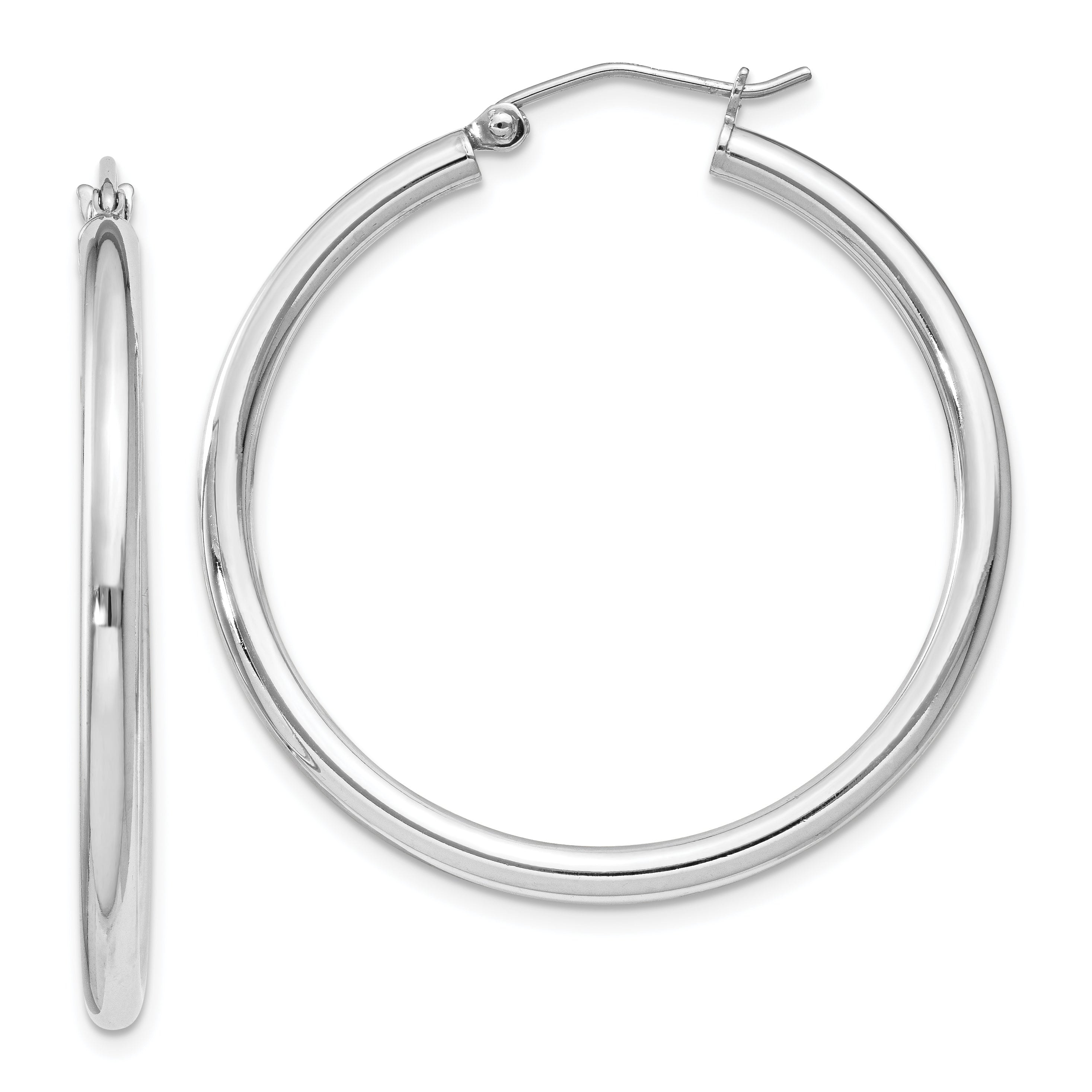 Sterling Silver Rhodium-plated 2.5mm Round Hoop Earrings Main image