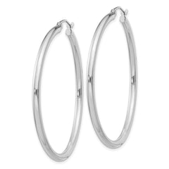 Sterling Silver Rhodium-plated 2.5mm Round Hoop Earrings