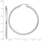Sterling Silver Rhodium-plated 2.5mm Round Hoop Earrings