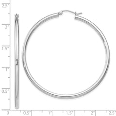 Sterling Silver Rhodium-plated 2.5mm Round Hoop Earrings