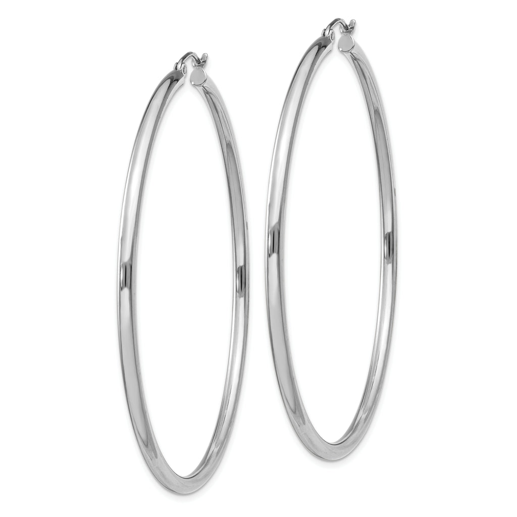Sterling Silver Rhodium-plated 2.5mm Round Hoop Earrings