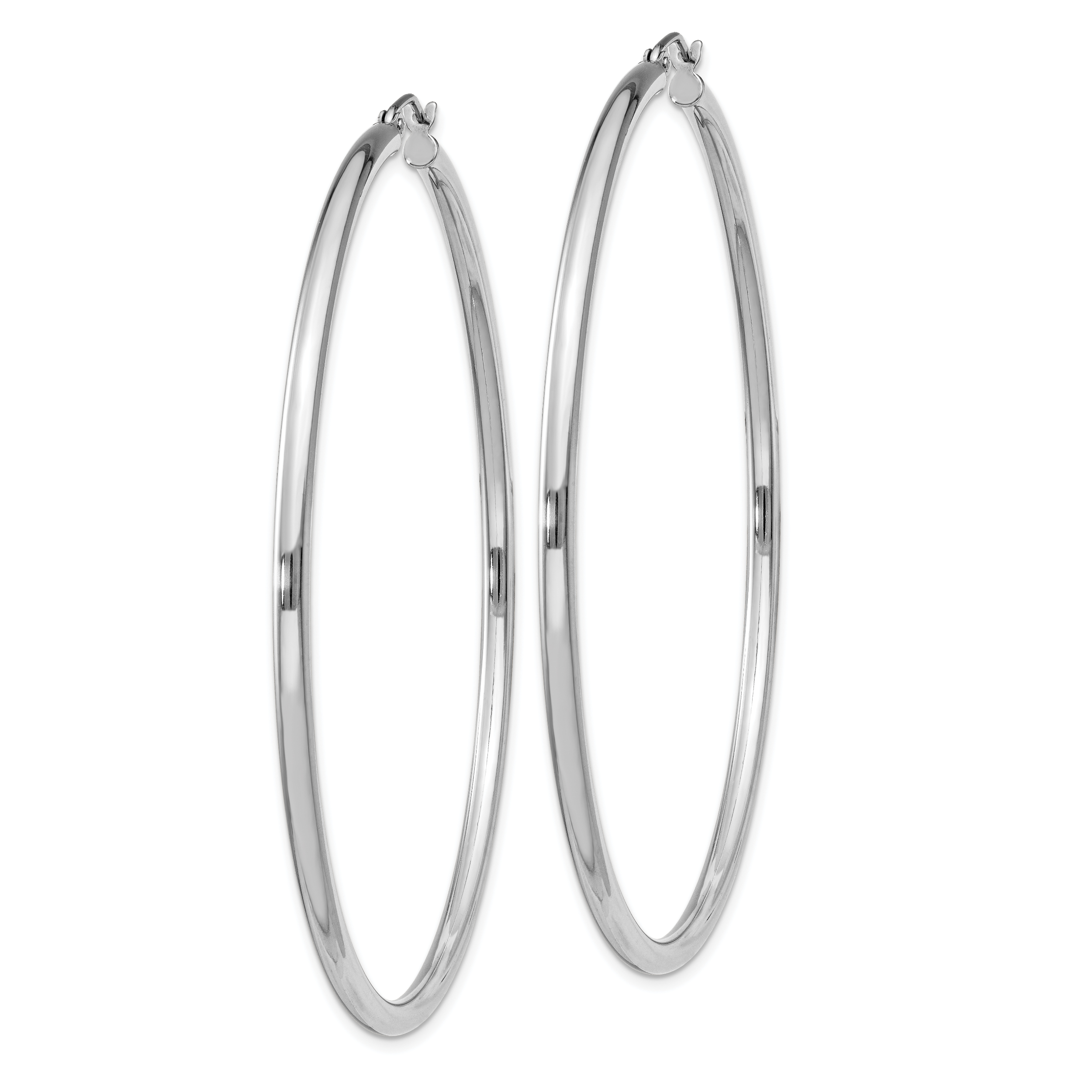 Sterling Silver Rhodium-plated 2.5mm Round Hoop Earrings Secondary image