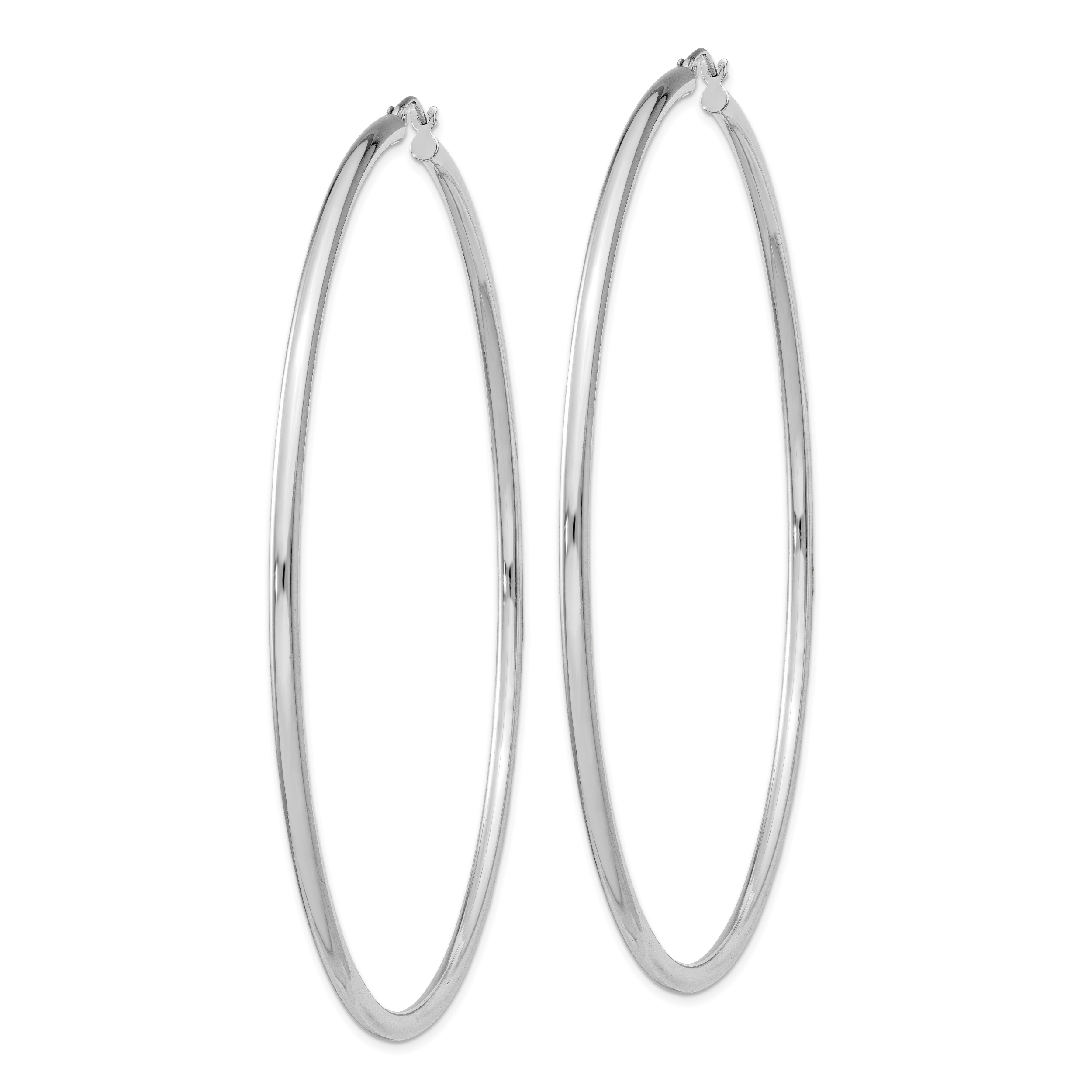 Sterling Silver Rhodium-plated 2.5mm Round Hoop Earrings Secondary image