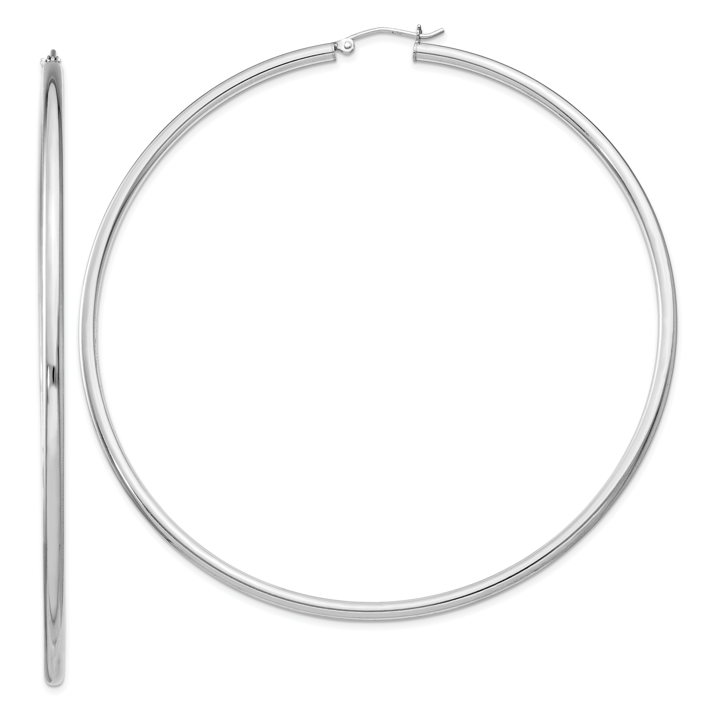 Sterling Silver Rhodium-plated 2.5mm Round Hoop Earrings Main image