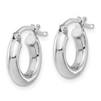 Sterling Silver Rhodium-plated 3mm Round Hoop Earrings