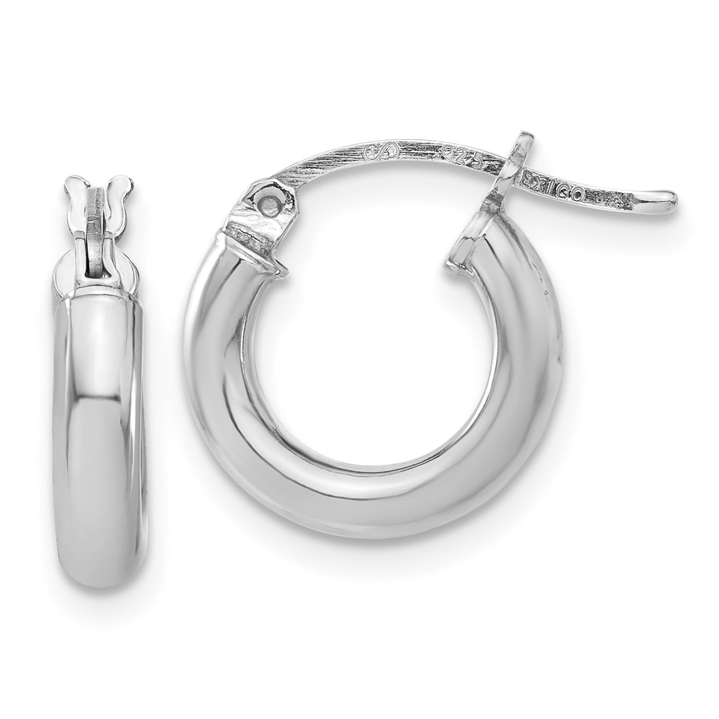 Sterling Silver Rhodium-plated 3mm Round Hoop Earrings Main image
