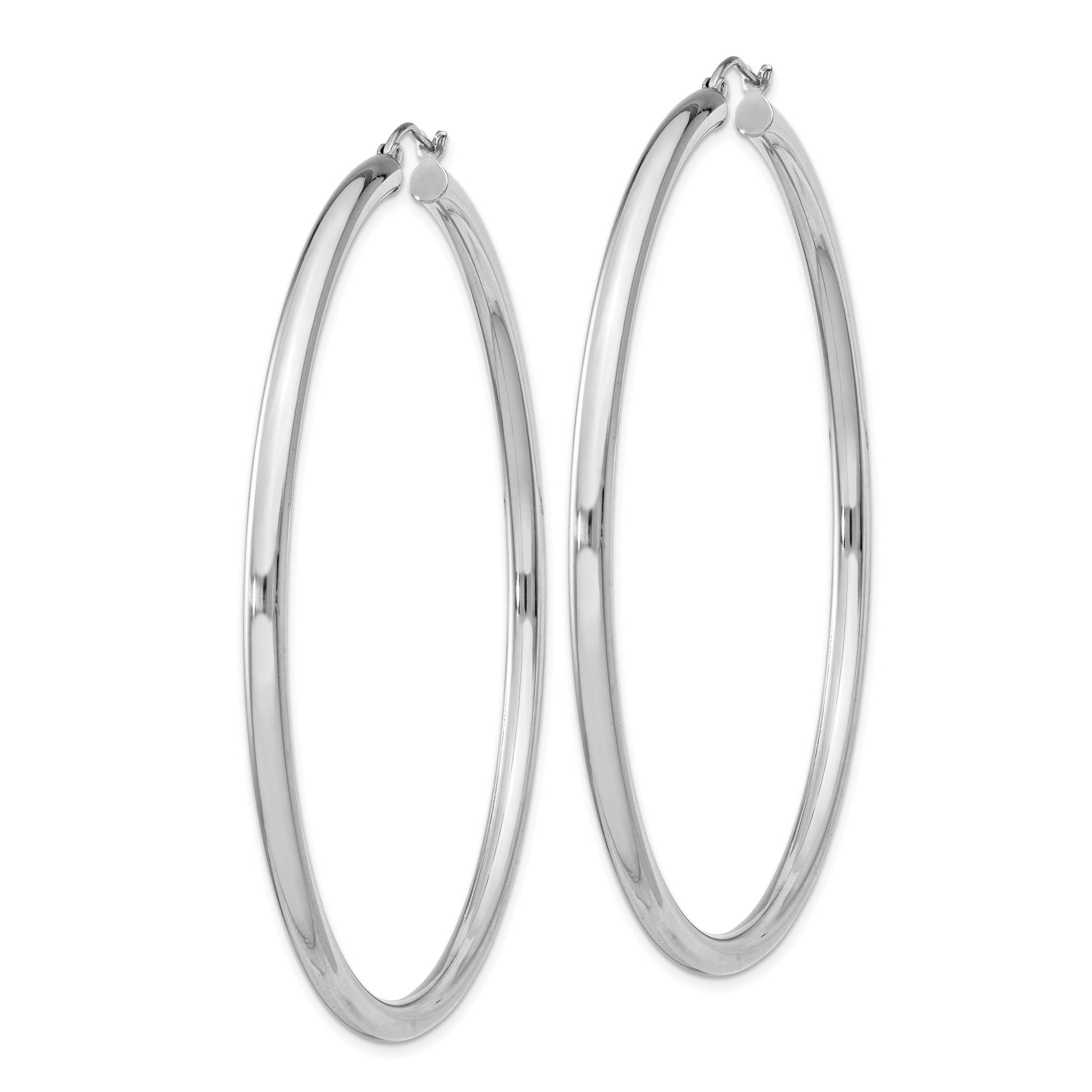 Sterling Silver Rhodium-plated 3mm Round Hoop Earrings Secondary image
