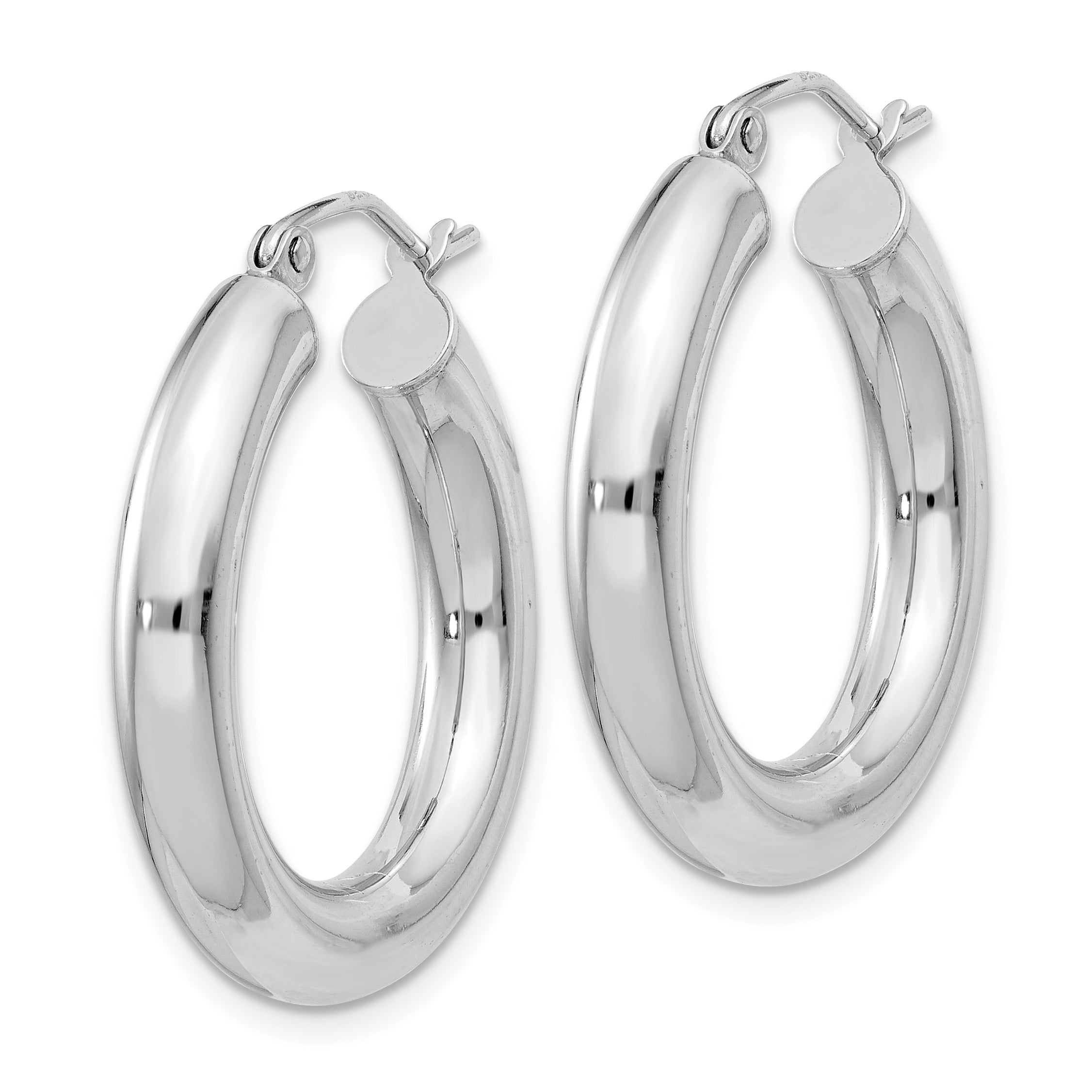 Sterling Silver Rhodium-plated 4mm Round Hoop Earrings Secondary image