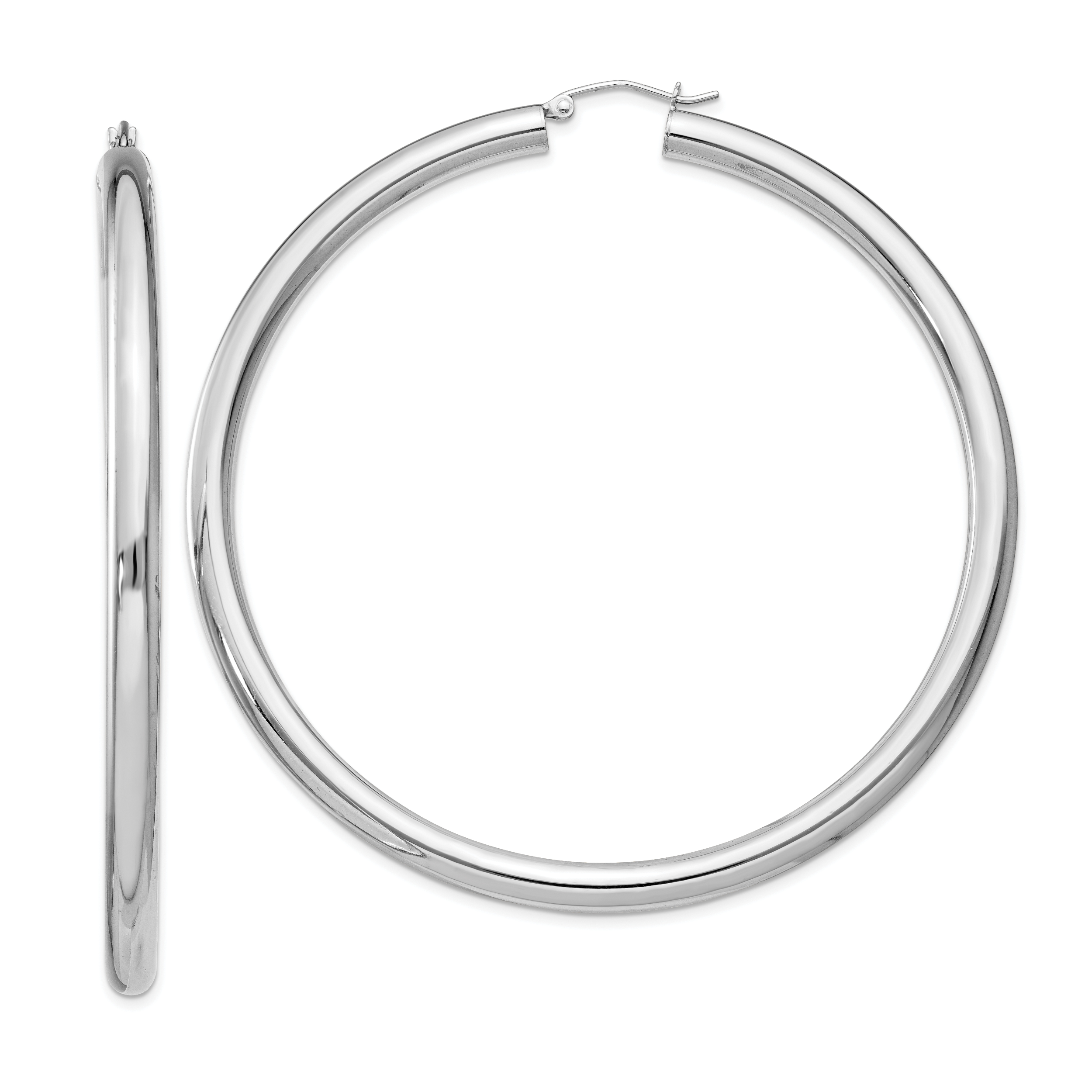 Sterling Silver Rhodium-plated 4mm Round Hoop Earrings Main image