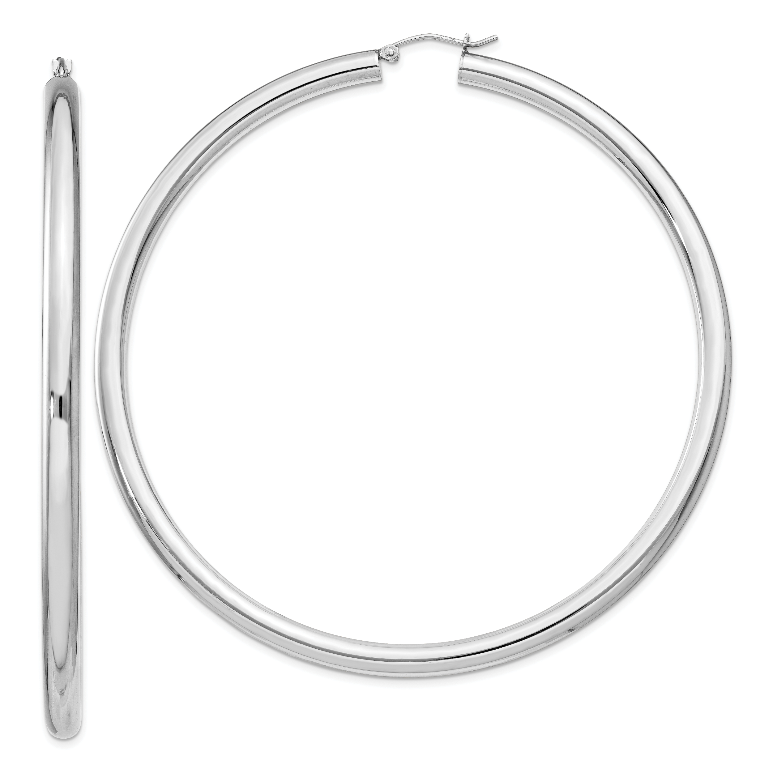 Sterling Silver Rhodium-plated 4mm Round Hoop Earrings Main image