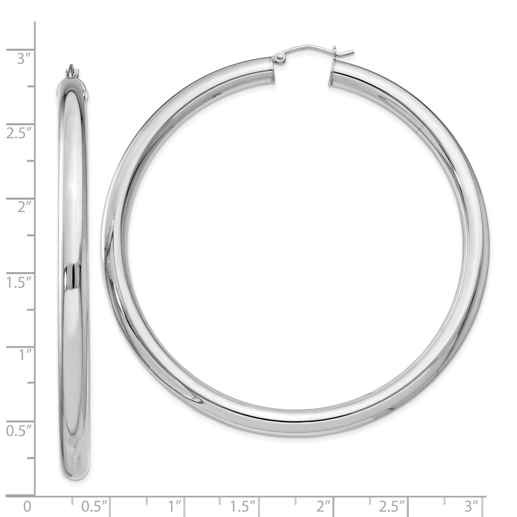 Sterling Silver Rhodium-plated 5mm Round Hoop Earrings