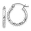 Sterling Silver Rhodium-plated 2mm Diamond Cut Hoop Earrings