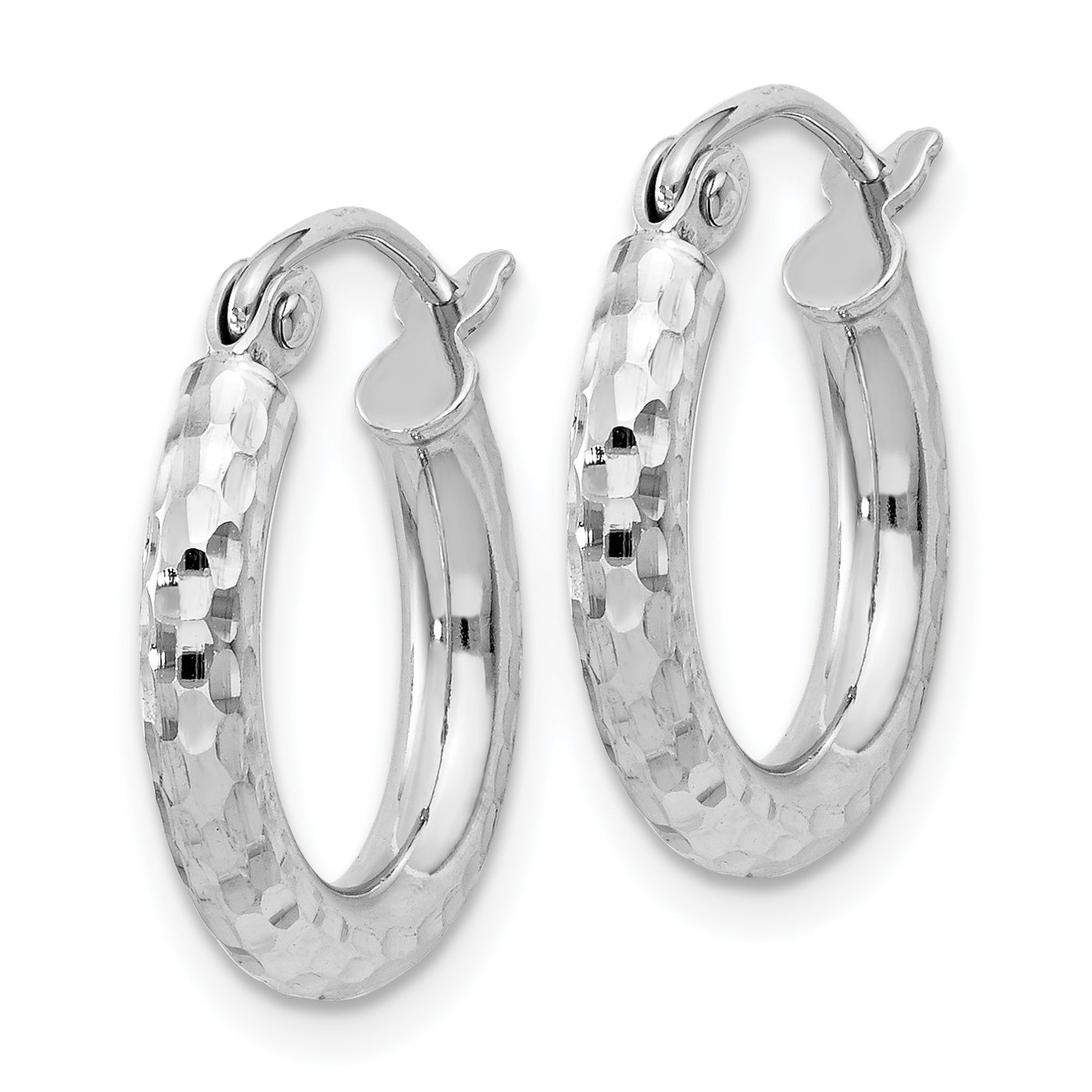 Sterling Silver Rhodium-plated 2.5mm Diamond-cut Hoop Earrings Secondary image