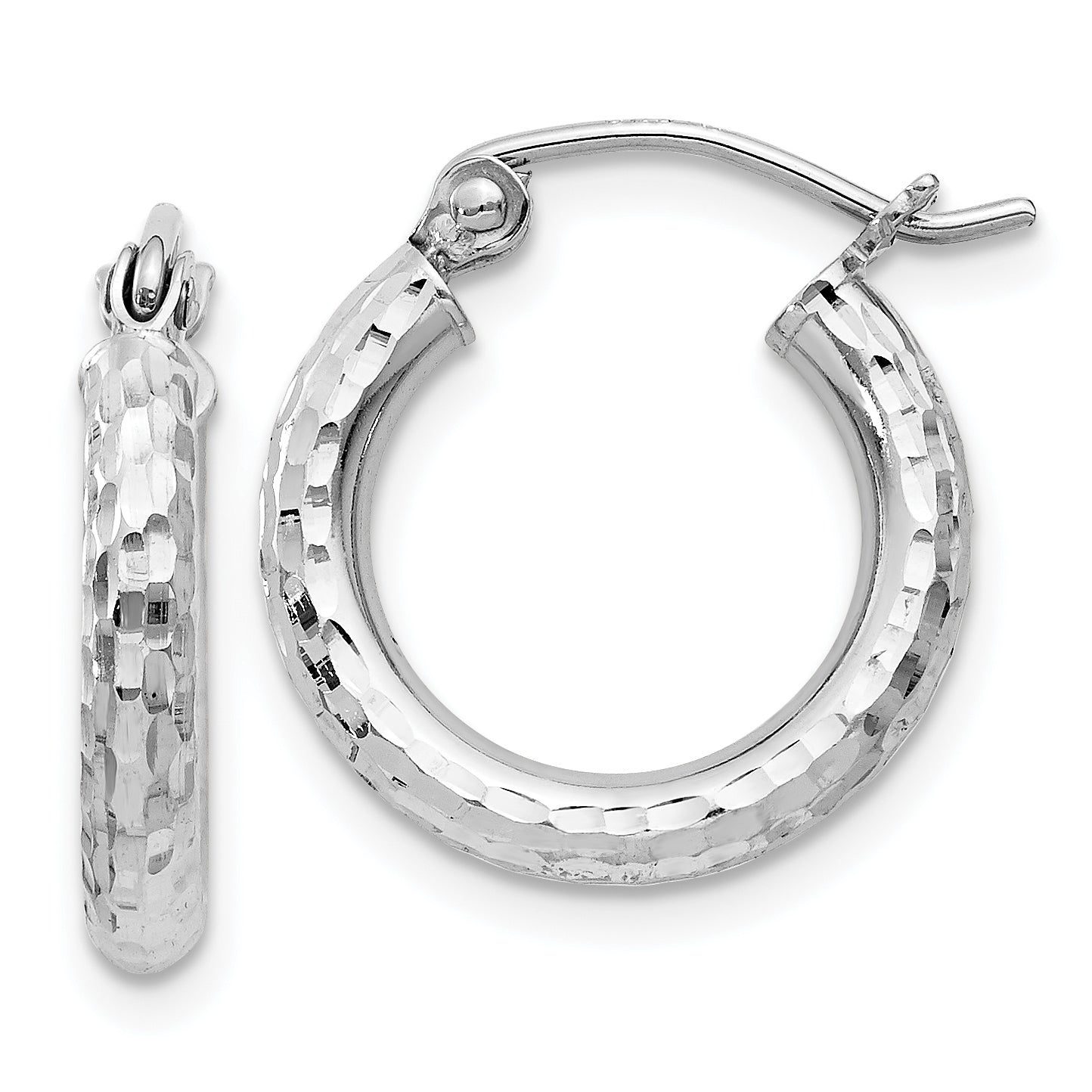 Sterling Silver Rhodium-plated 2.5mm Diamond-cut Hoop Earrings Main image