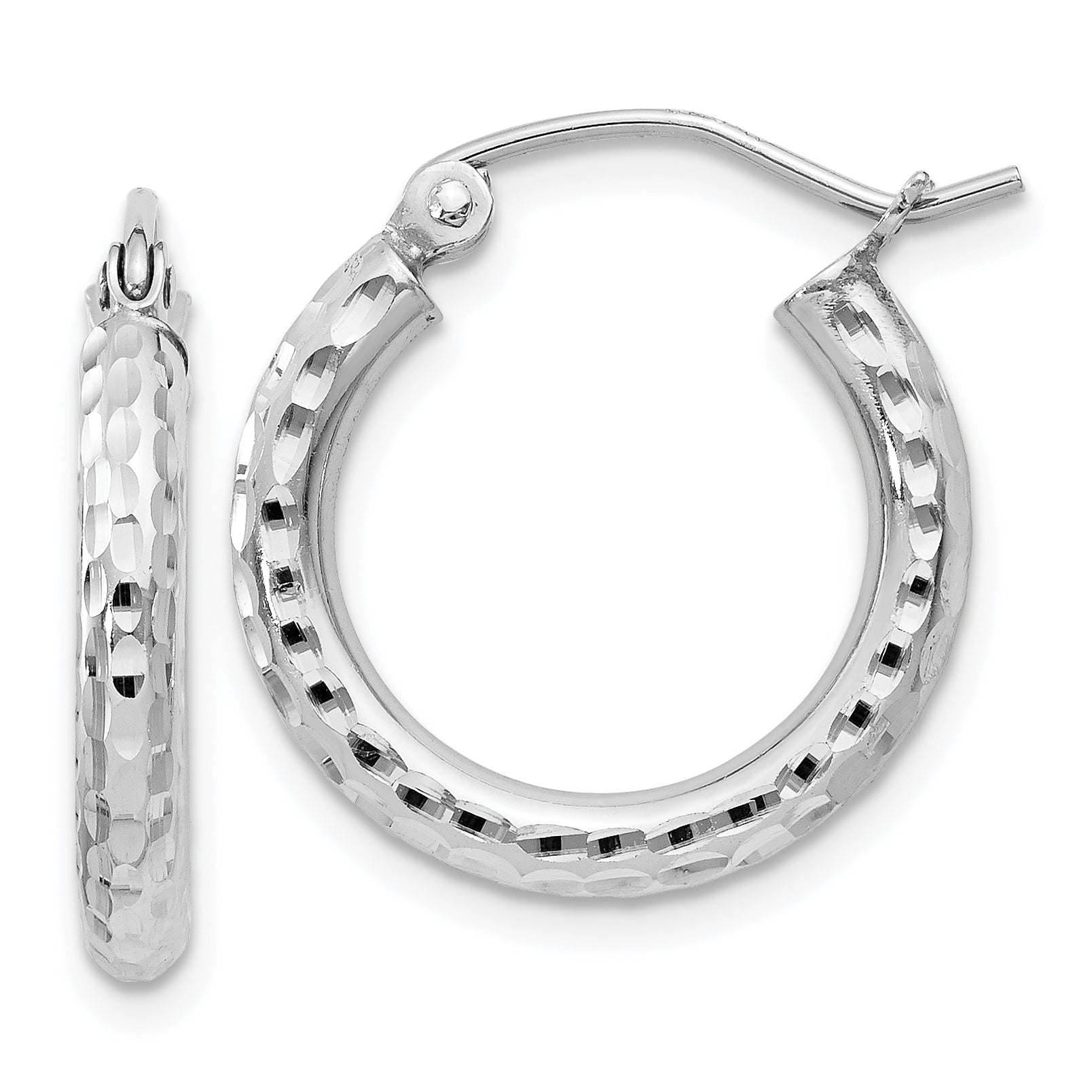 Sterling Silver Rhodium-plated 2.5mm Diamond-cut Hoop Earrings Main image