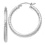 Sterling Silver Rhodium-plated 2.5mm Diamond-cut Hoop Earrings