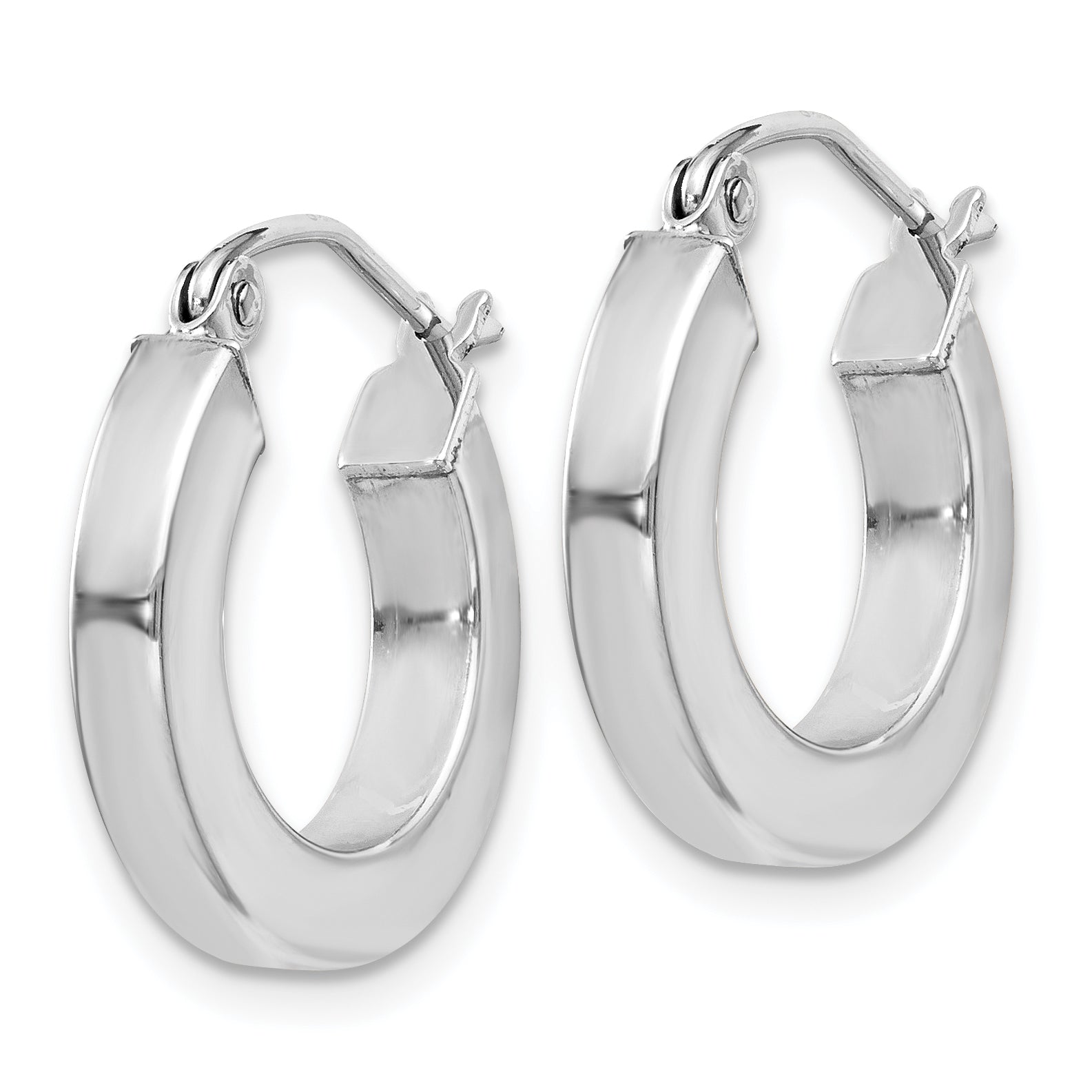 Sterling Silver Rhodium-plated 3x17mm Square Tube Hoop Earrings Secondary image
