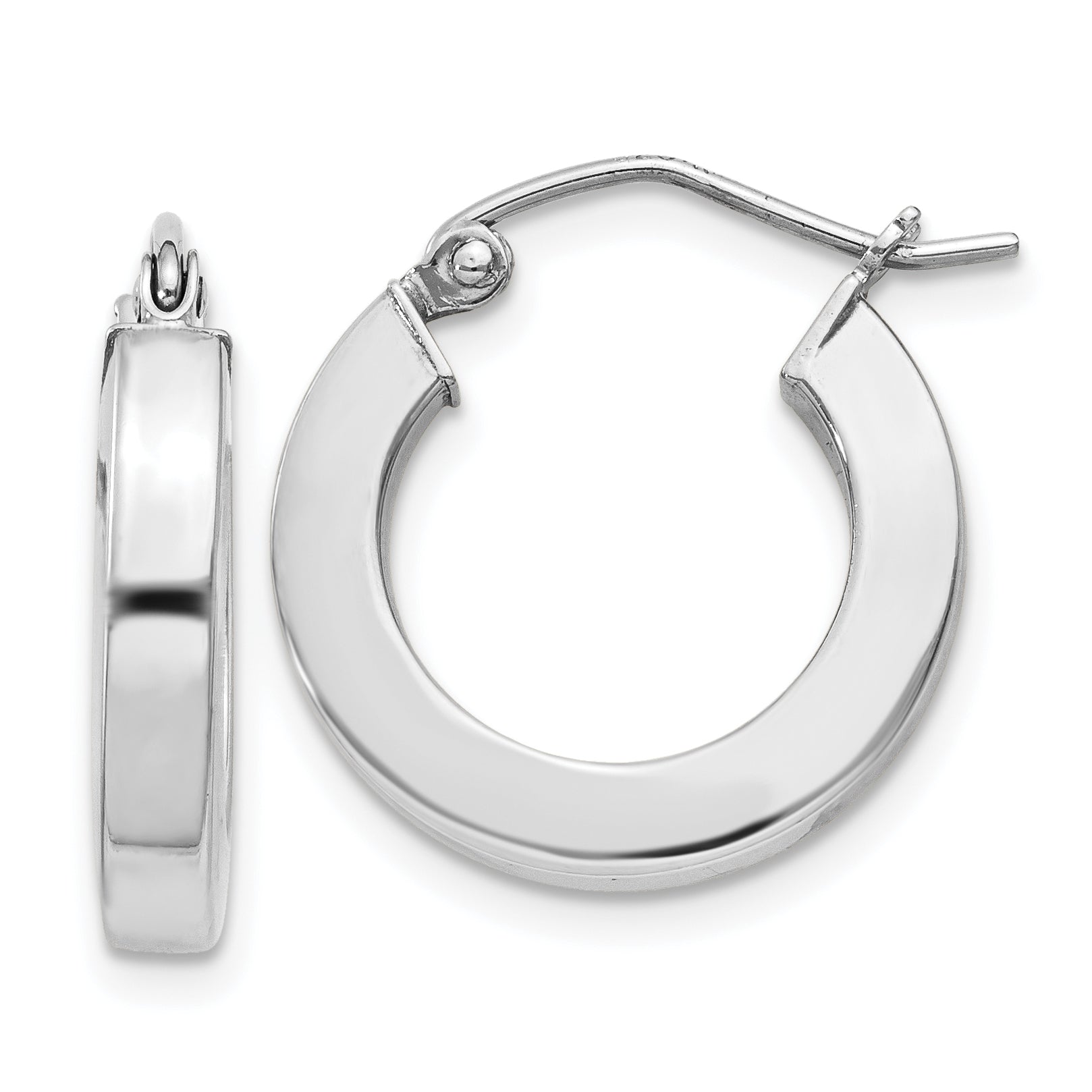 Sterling Silver Rhodium-plated 3x17mm Square Tube Hoop Earrings Main image