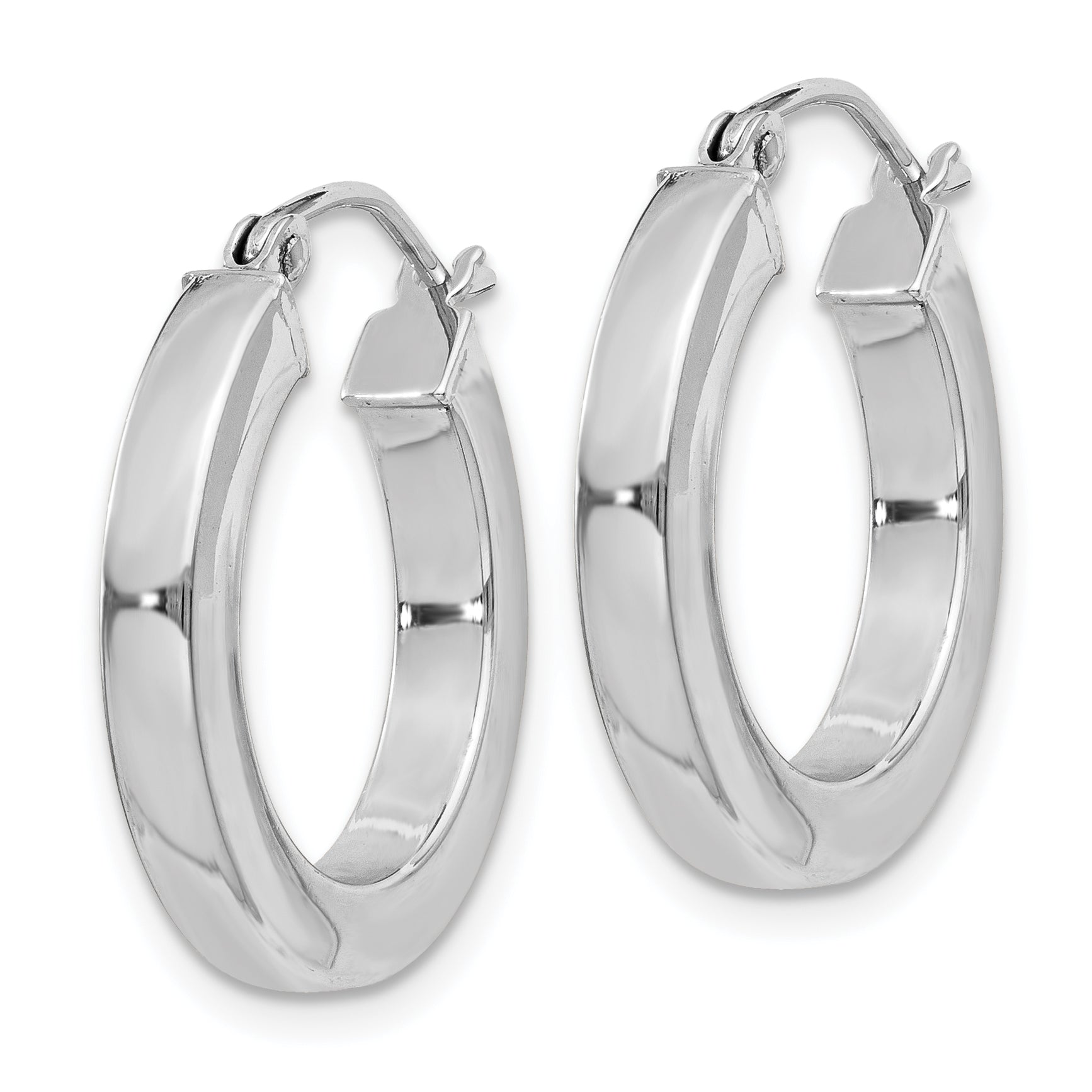 Sterling Silver Rhodium-plated 3x20mm Square Tube Hoop Earrings Secondary image