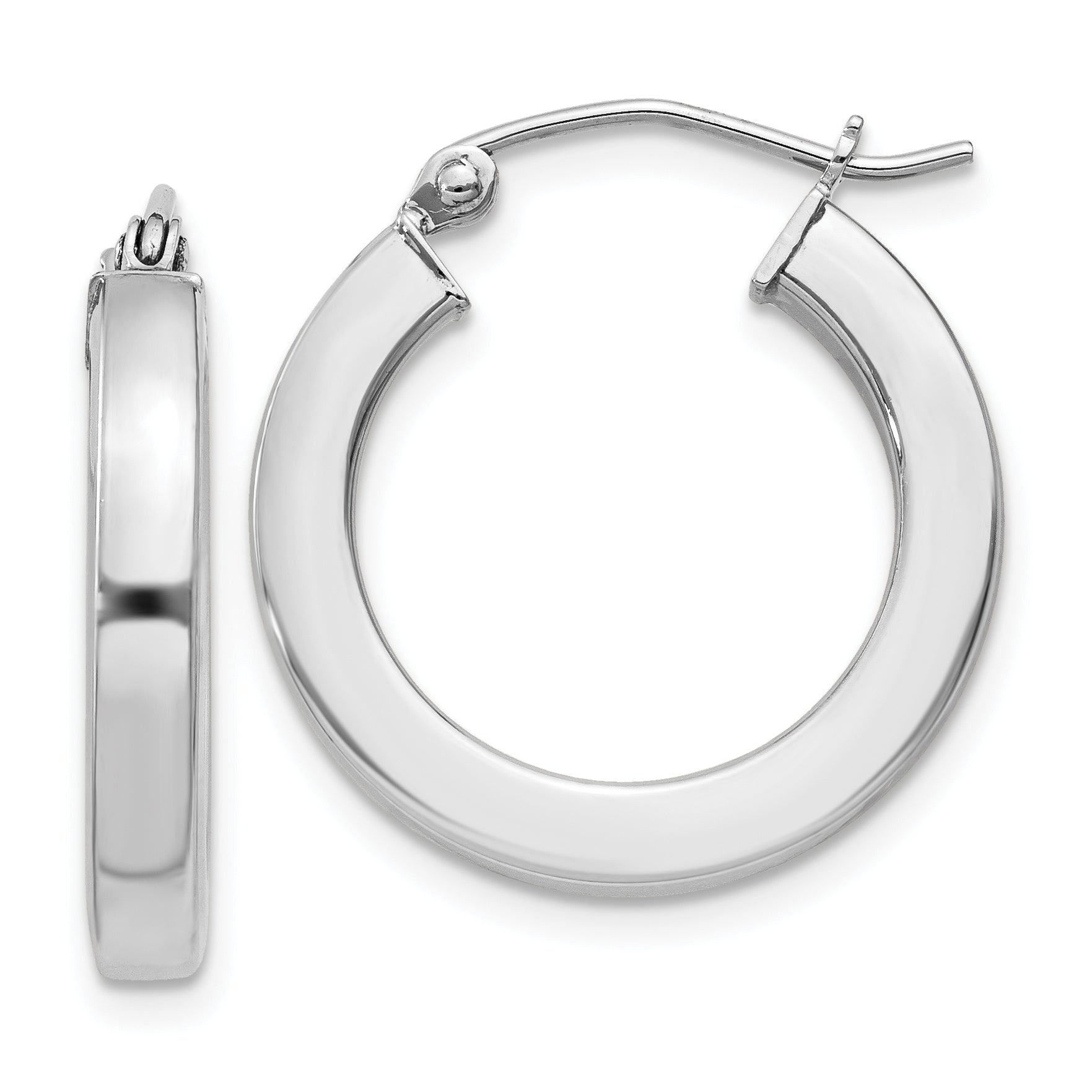 Sterling Silver Rhodium-plated 3x20mm Square Tube Hoop Earrings Main image