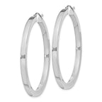 Sterling Silver Rhodium-plated 3x45mm Square Tube Hoop Earrings