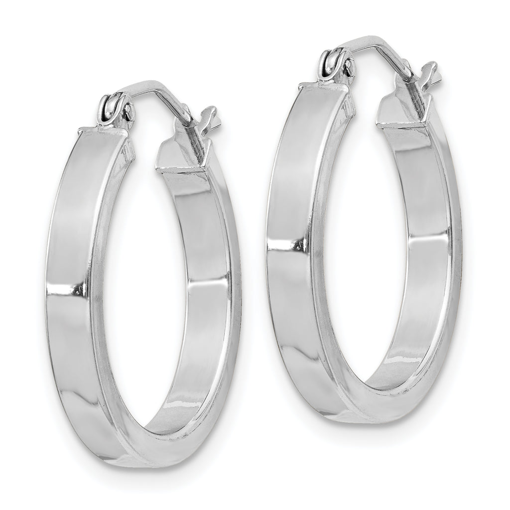 Concave Rectangular Tube Hoop Earrings in Sterling Silver