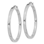Sterling Silver Rhodium-plated Concave 3x40mm Square Tube Hoop Earrings