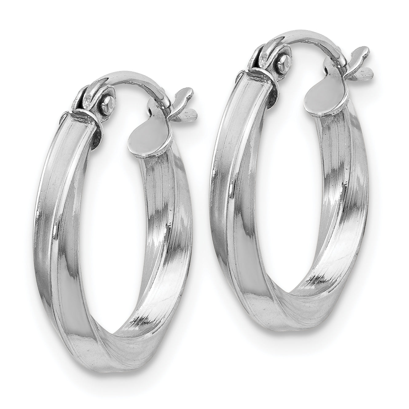 Sterling Silver Rhodium-plated Twisted 2.5x15mmHoop Earrings Secondary image
