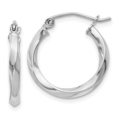 Sterling Silver Rhodium-plated Twisted 2.5x18mmHoop Earrings