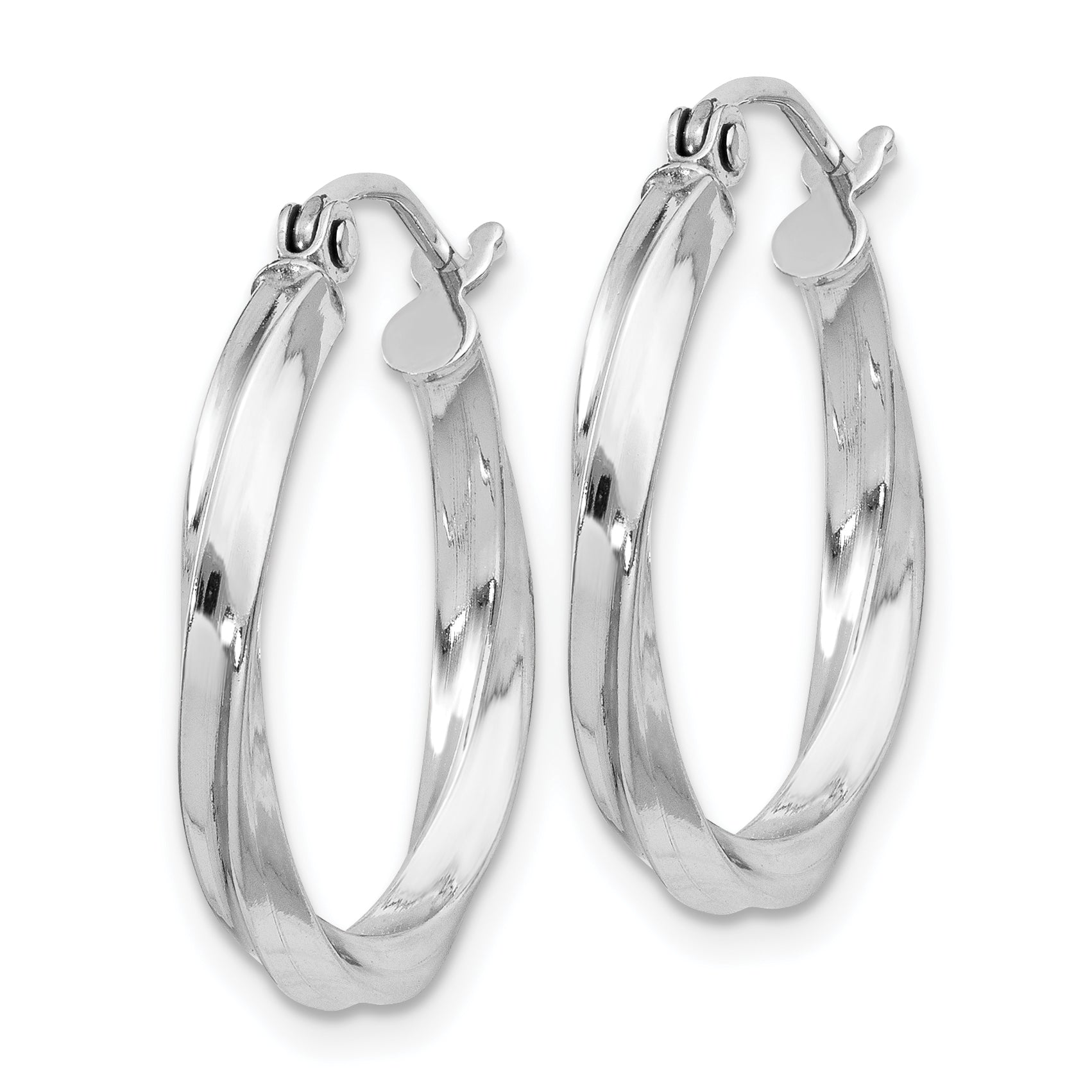 Sterling Silver Rhodium-plated Twisted 2.5x20mmHoop Earrings Secondary image