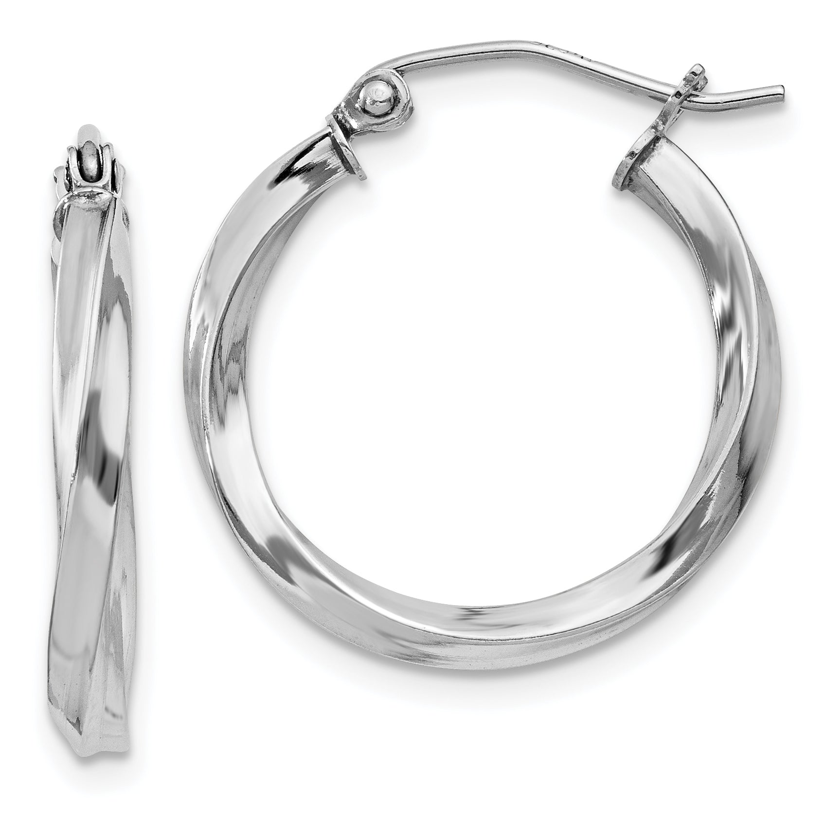 Sterling Silver Rhodium-plated Twisted 2.5x20mmHoop Earrings Main image