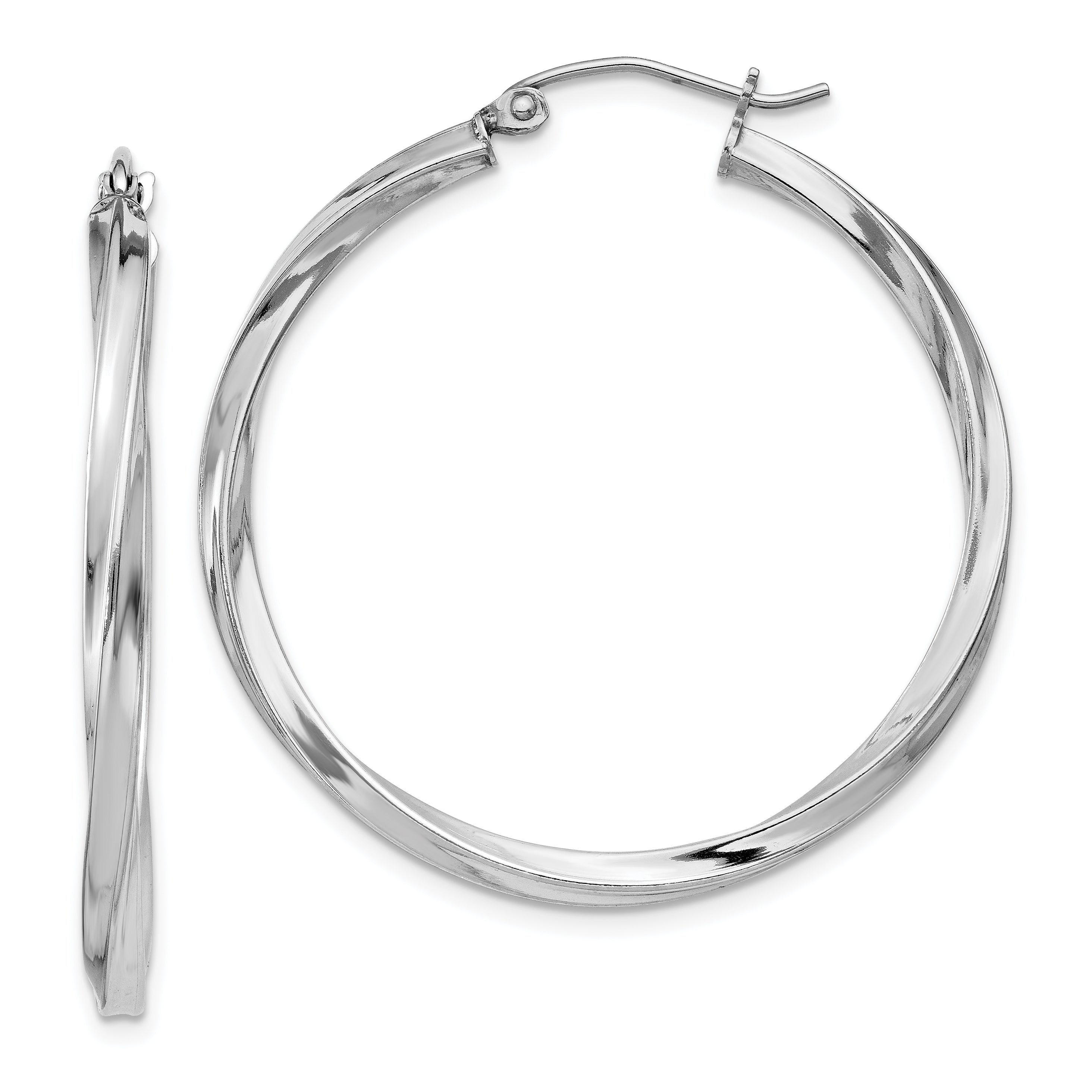 Sterling Silver Rhodium-plated Twisted 2.5x35mmHoop Earrings Main image