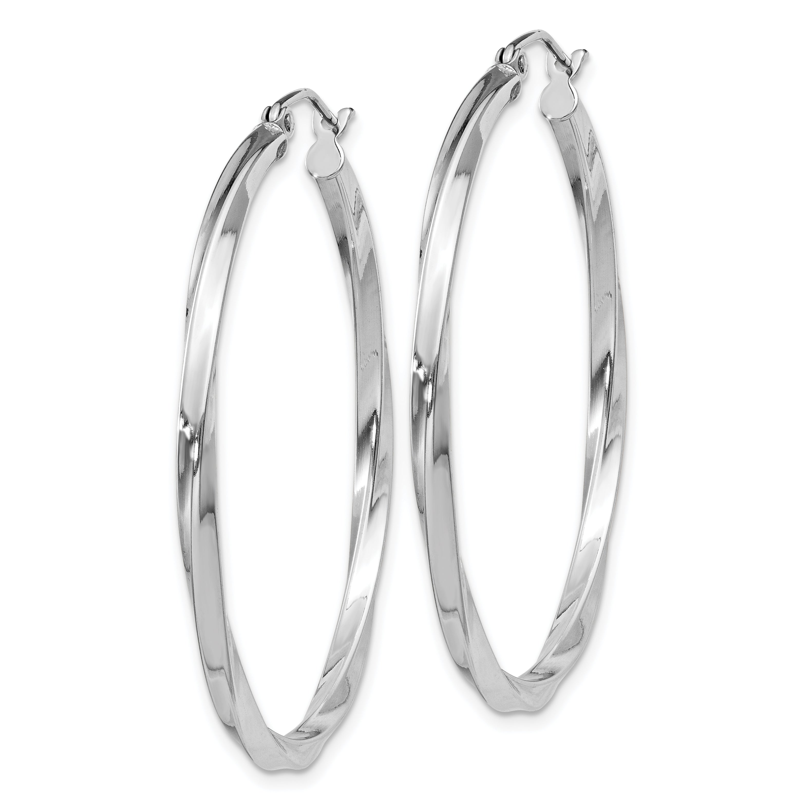 Sterling Silver Rhodium-plated Twisted 2.5x40mmHoop Earrings Secondary image