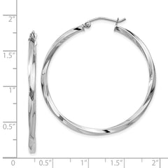 Sterling Silver Rhodium-plated Twisted 2.5x40mmHoop Earrings