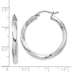 Sterling Silver Rhodium-plated 3x30mmTwisted Hoop Earrings