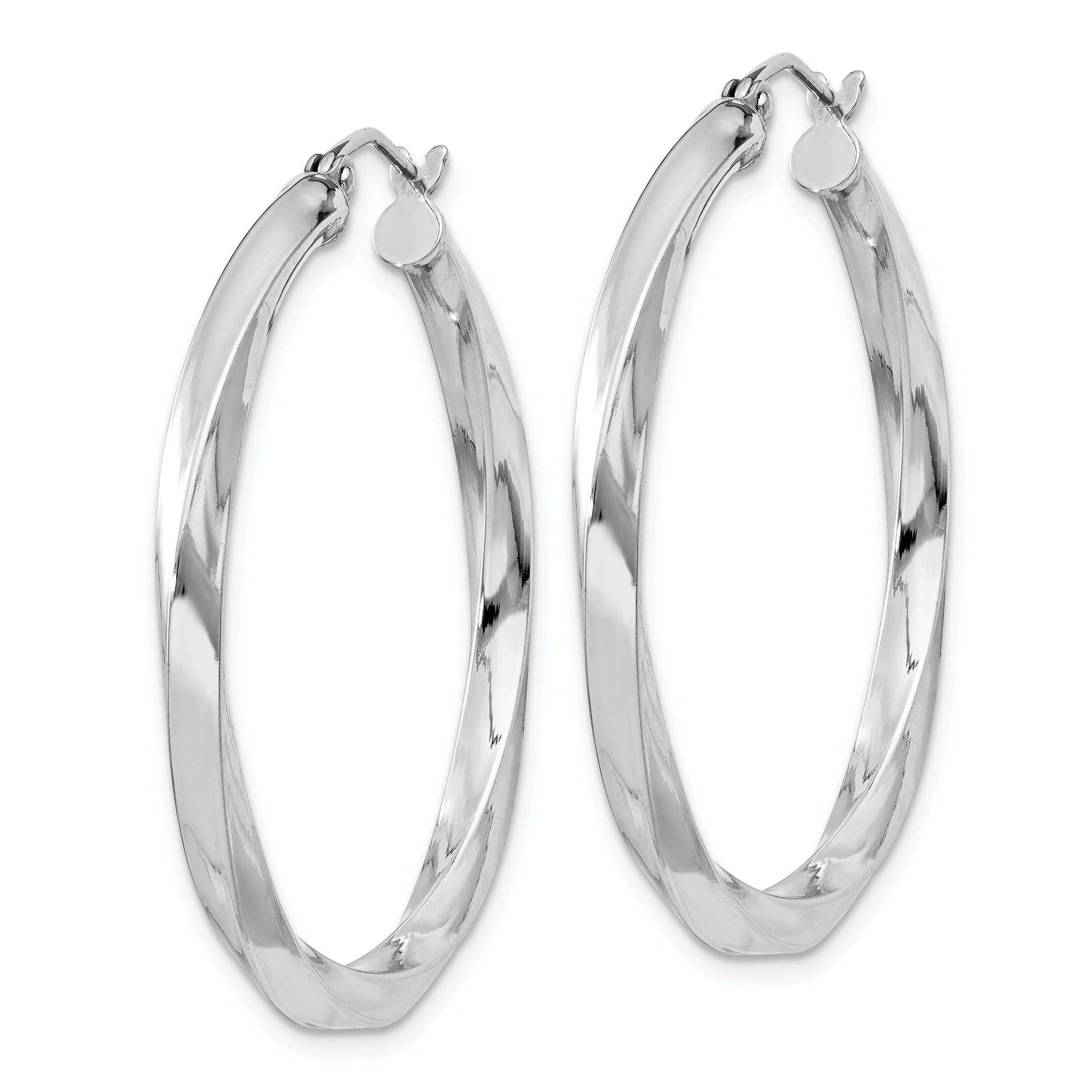 Sterling Silver Rhodium-plated 3x35mmTwisted Hoop Earrings Secondary image