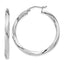 Sterling Silver Rhodium-plated 3x35mmTwisted Hoop Earrings