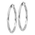 Sterling Silver Rhodium-plated 3x40mmTwisted Hoop Earrings