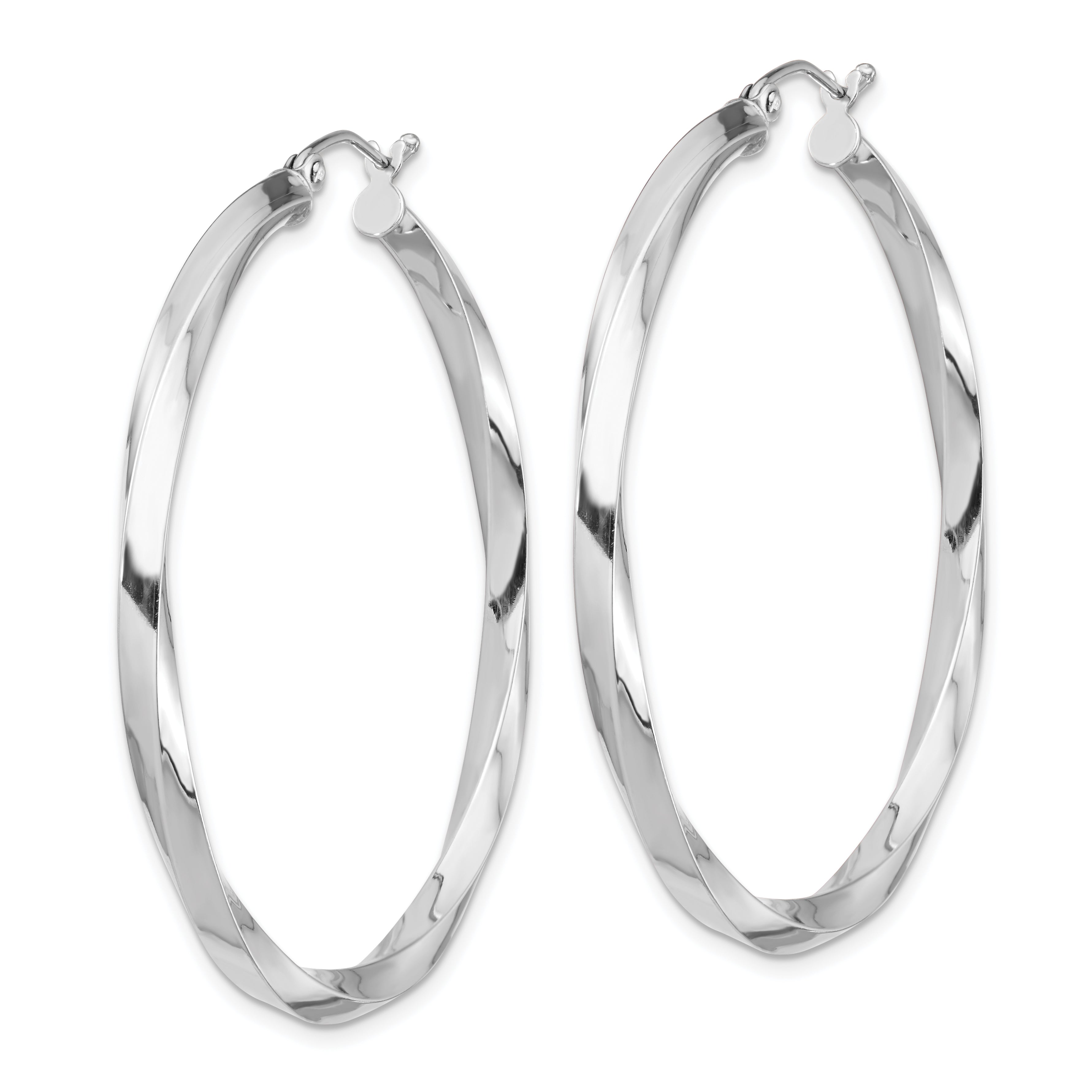 Sterling Silver Rhodium-plated 3x45mmTwisted Hoop Earrings Secondary image