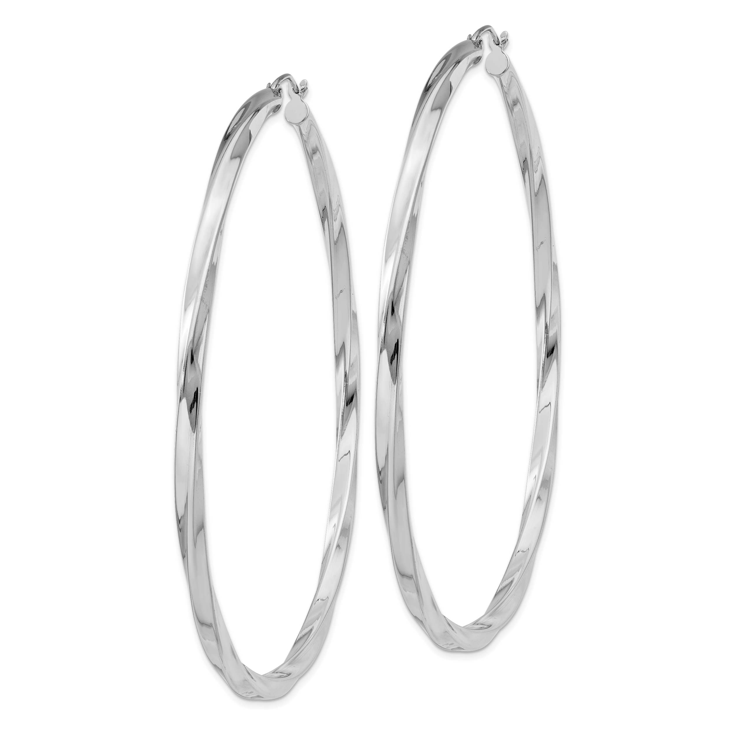 Sterling Silver Rhodium-plated 3x70mmTwisted Hoop Earrings Secondary image