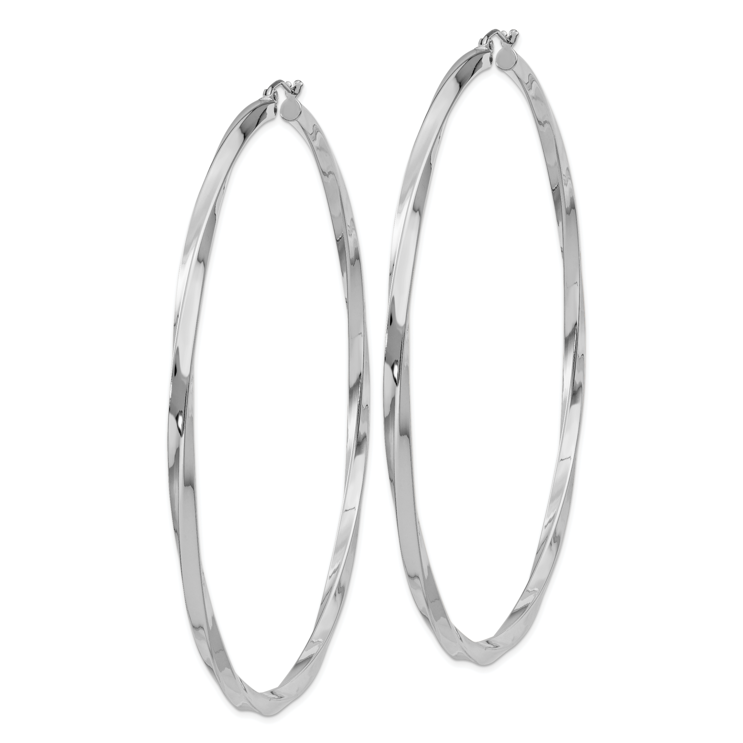 Sterling Silver Rhodium-plated 3x80mmTwisted Hoop Earrings Secondary image
